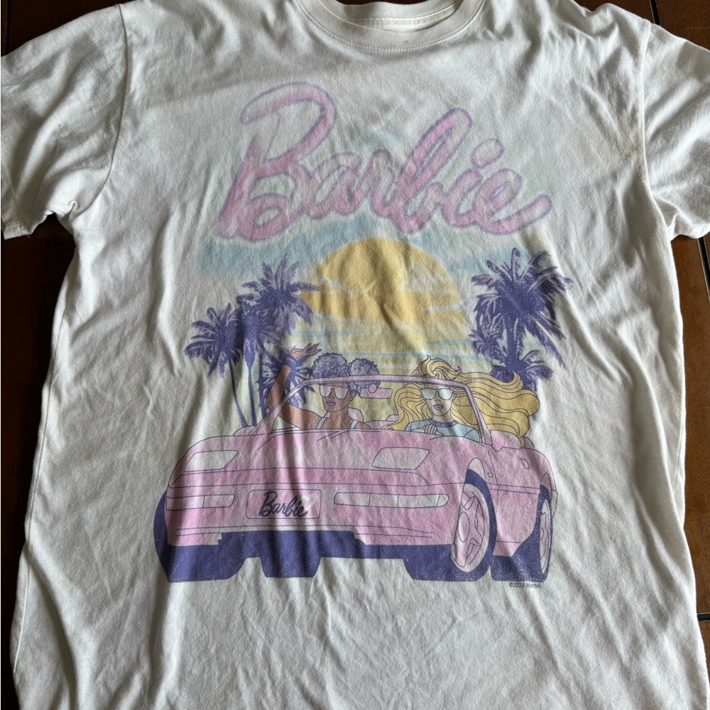Hollister Cream Tee with Barbie Car Graphic